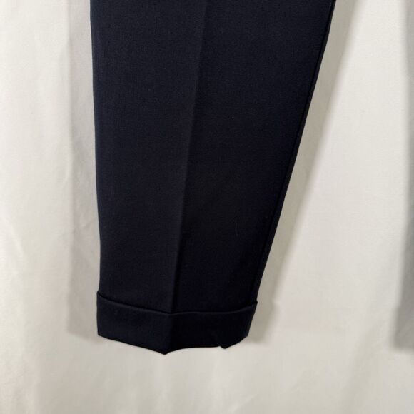 Loft Dress Pants Women's Petite 4 Blue Tie Waist Cuffed Hem Zip Button Slim Leg - Picture 4 of 12